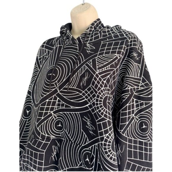 Nike Jordan Flight Print Allover Hoodie Women's Sz 1X Black/White DV1417-010 - Picture 3 of 10
